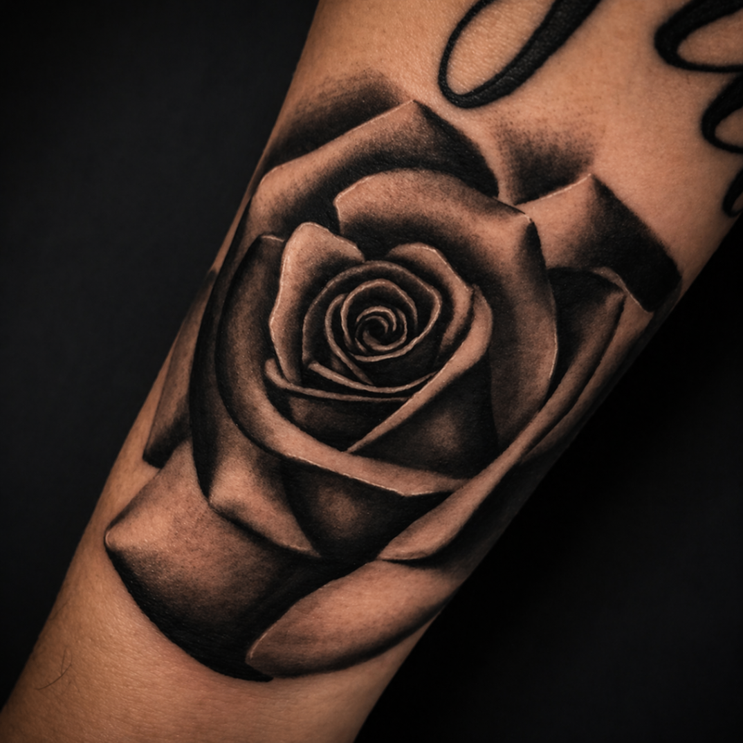 Black rose tattoo by Rondon Neto