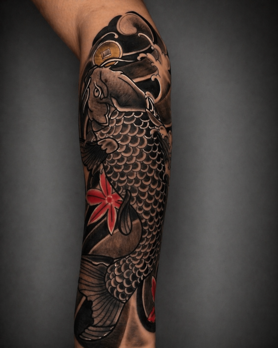 Japanese koi tattoo by Rondon Neto